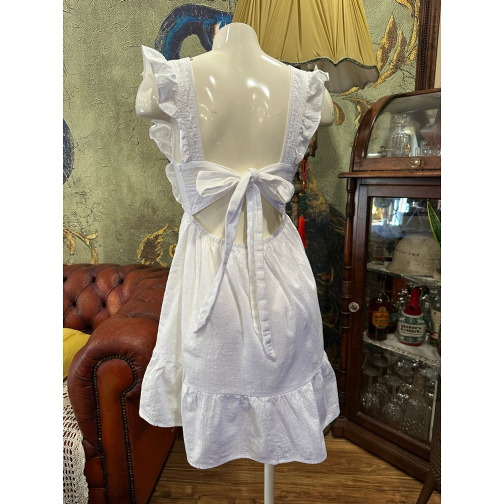 New In White Ruffle Open Back Mini Dress - Picture 4 of 11